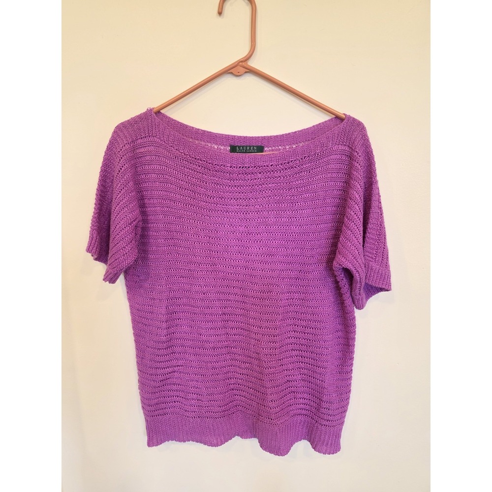 Lauren Ralph Lauren Linen Knit Top Women's Medium‎ Slouchy Hamptons Coastal Chic